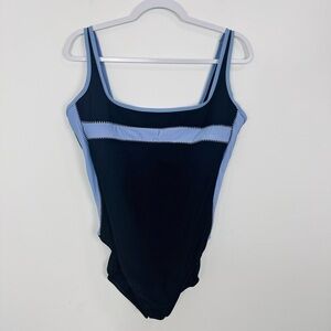 Miracle suit Womens Colorblock One Piece Swimsuit Black Lilac Plus Size 18